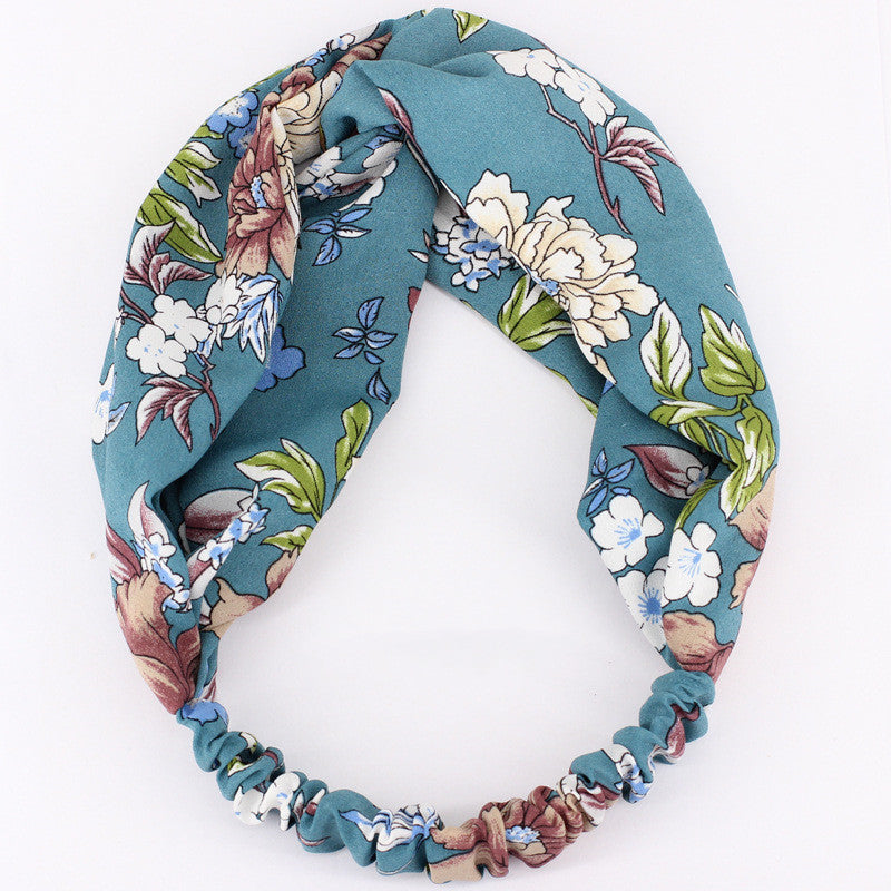Kreuzknoten Haarband, Haarreifen mit Blumenmuster