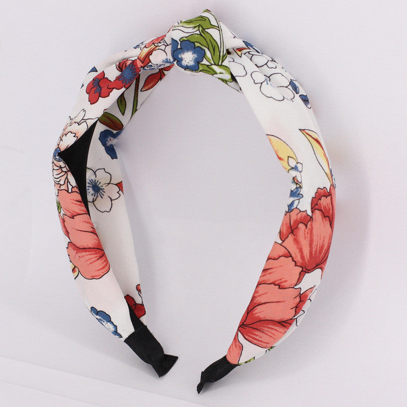 Kreuzknoten Haarband, Haarreifen mit Blumenmuster