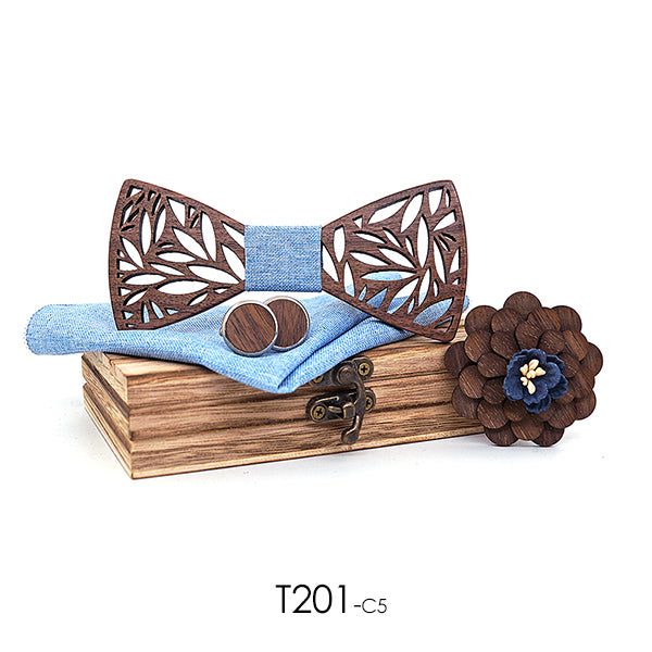 Holzfliege im Set mit Tuch und Anstecknadel