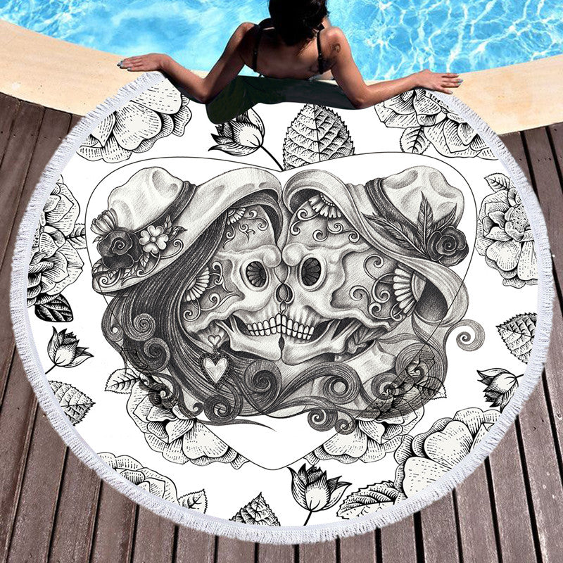 Strandtuch, Badetuch, Yoga-Tuch mit Skull-Aufdruck
