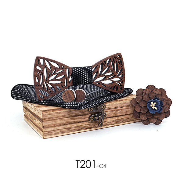 Holzfliege im Set mit Tuch und Anstecknadel