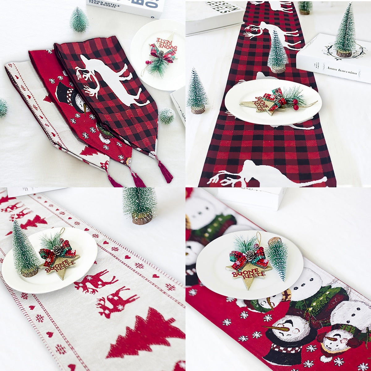 Tischläufer mit Weihnachtsdekoration