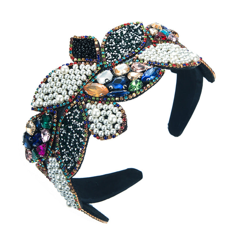 Haarreifen mit Strass- und Perlenverzierung