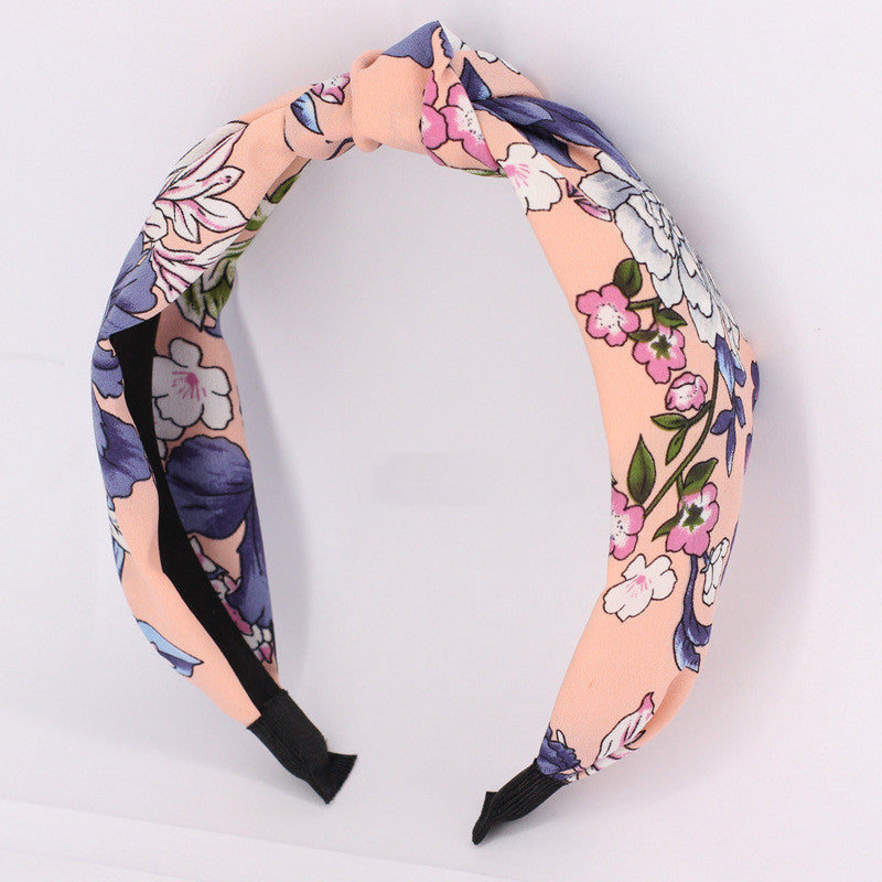 Kreuzknoten Haarband, Haarreifen mit Blumenmuster