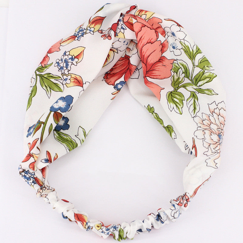 Kreuzknoten Haarband, Haarreifen mit Blumenmuster