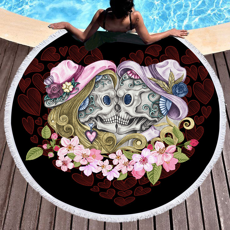 Strandtuch, Badetuch, Yoga-Tuch mit Skull-Aufdruck