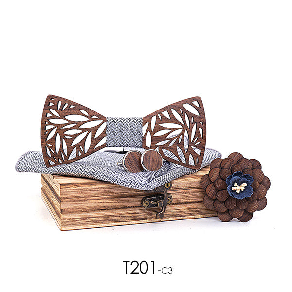 Holzfliege im Set mit Tuch und Anstecknadel
