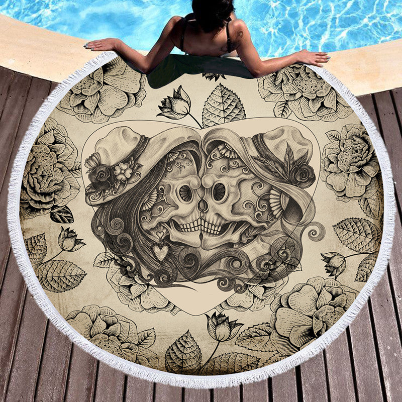 Strandtuch, Badetuch, Yoga-Tuch mit Skull-Aufdruck
