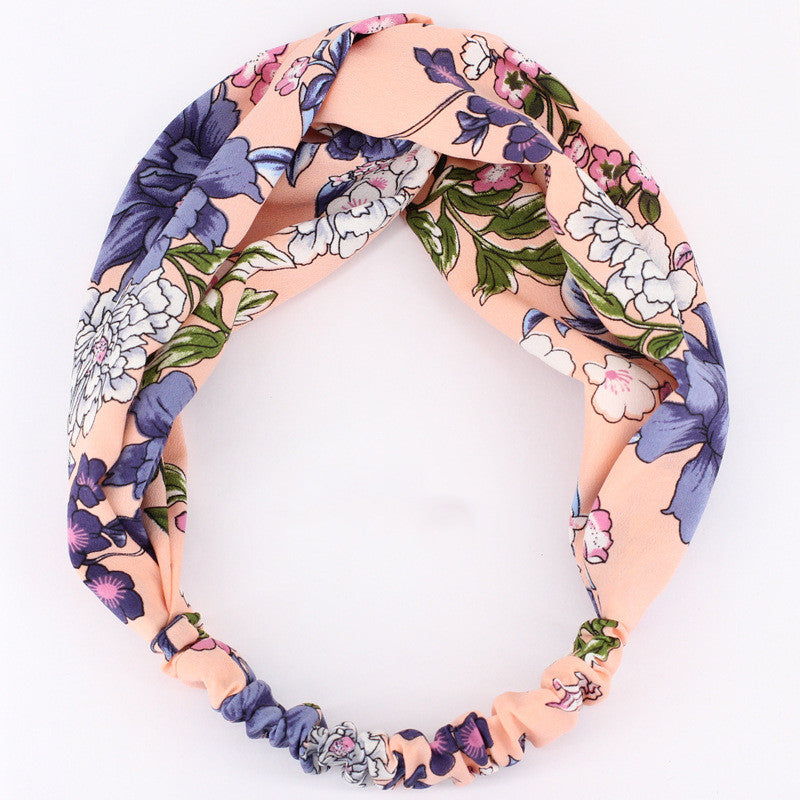 Kreuzknoten Haarband, Haarreifen mit Blumenmuster