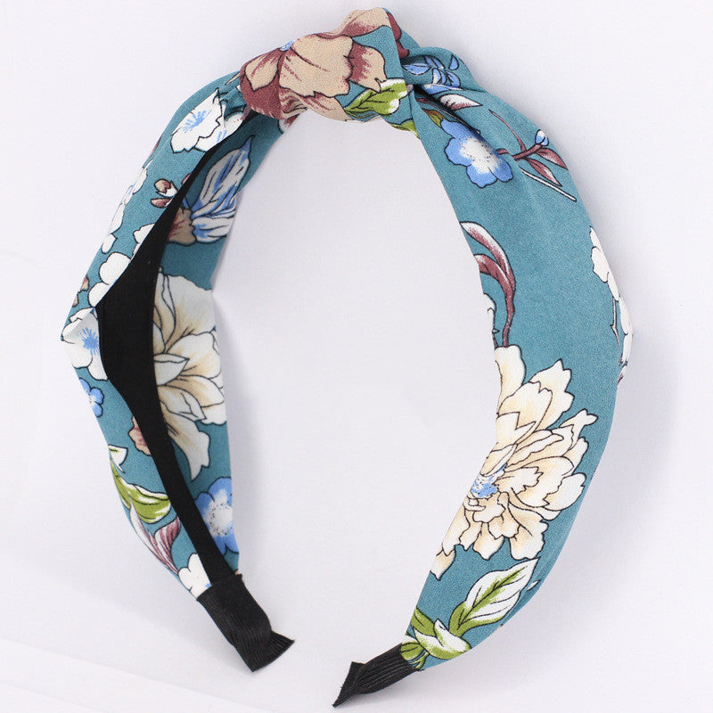 Kreuzknoten Haarband, Haarreifen mit Blumenmuster