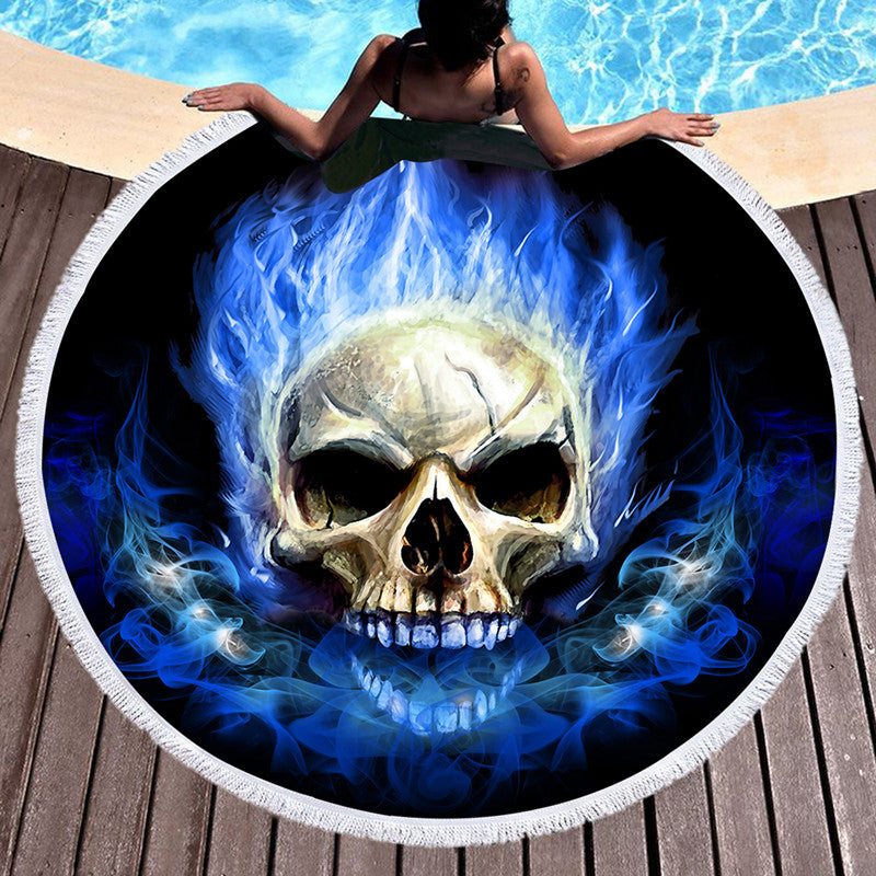 Strandtuch, Badetuch, Yoga-Tuch mit Skull-Aufdruck