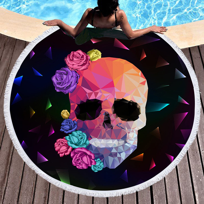 Strandtuch, Badetuch, Yoga-Tuch mit Skull-Aufdruck