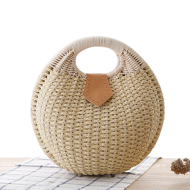 Runde, modische Rattan-Handtasche