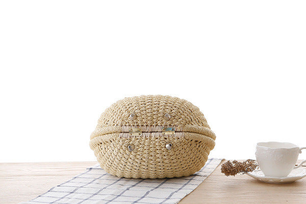 Runde, modische Rattan-Handtasche