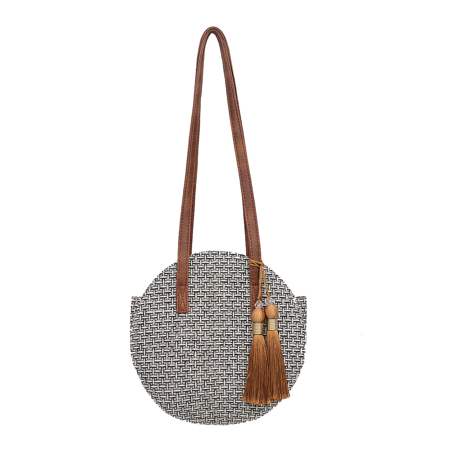 Runde Handtasche aus Naturmaterial