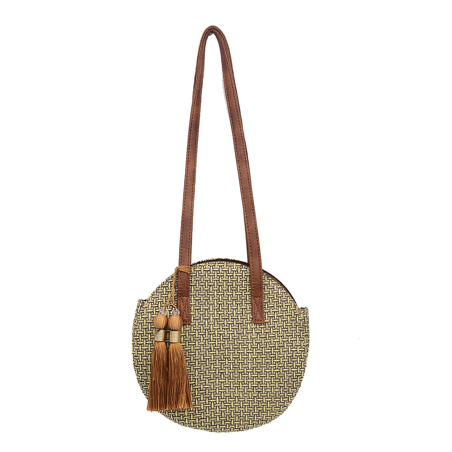 Runde Handtasche aus Naturmaterial