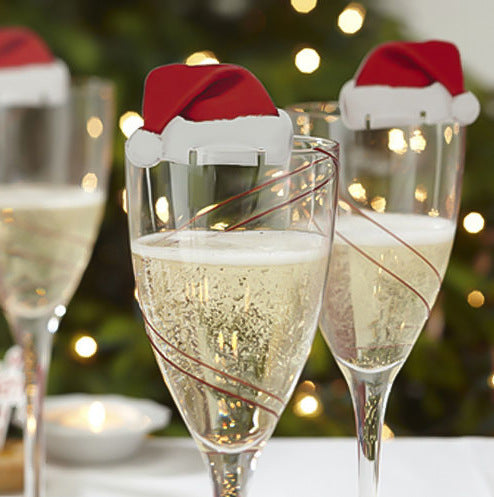 Weihnachtsdekoration für das Sektglas