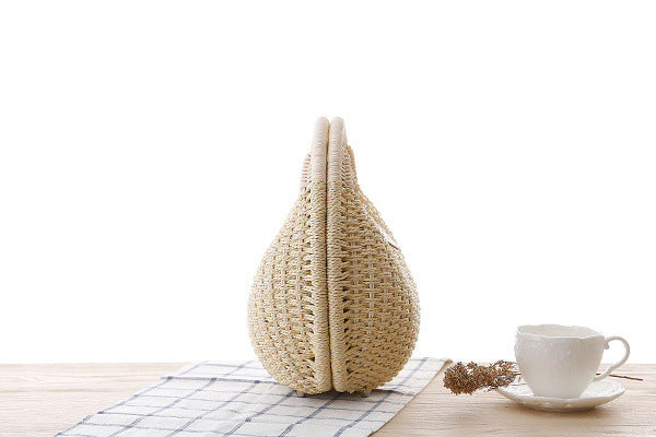Runde, modische Rattan-Handtasche