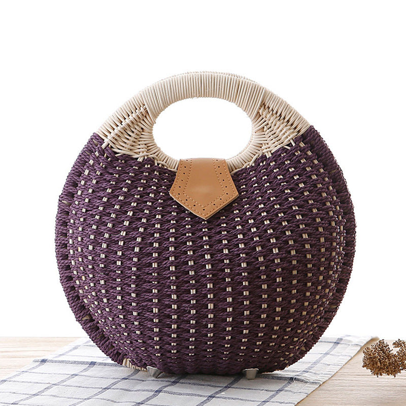 Runde, modische Rattan-Handtasche
